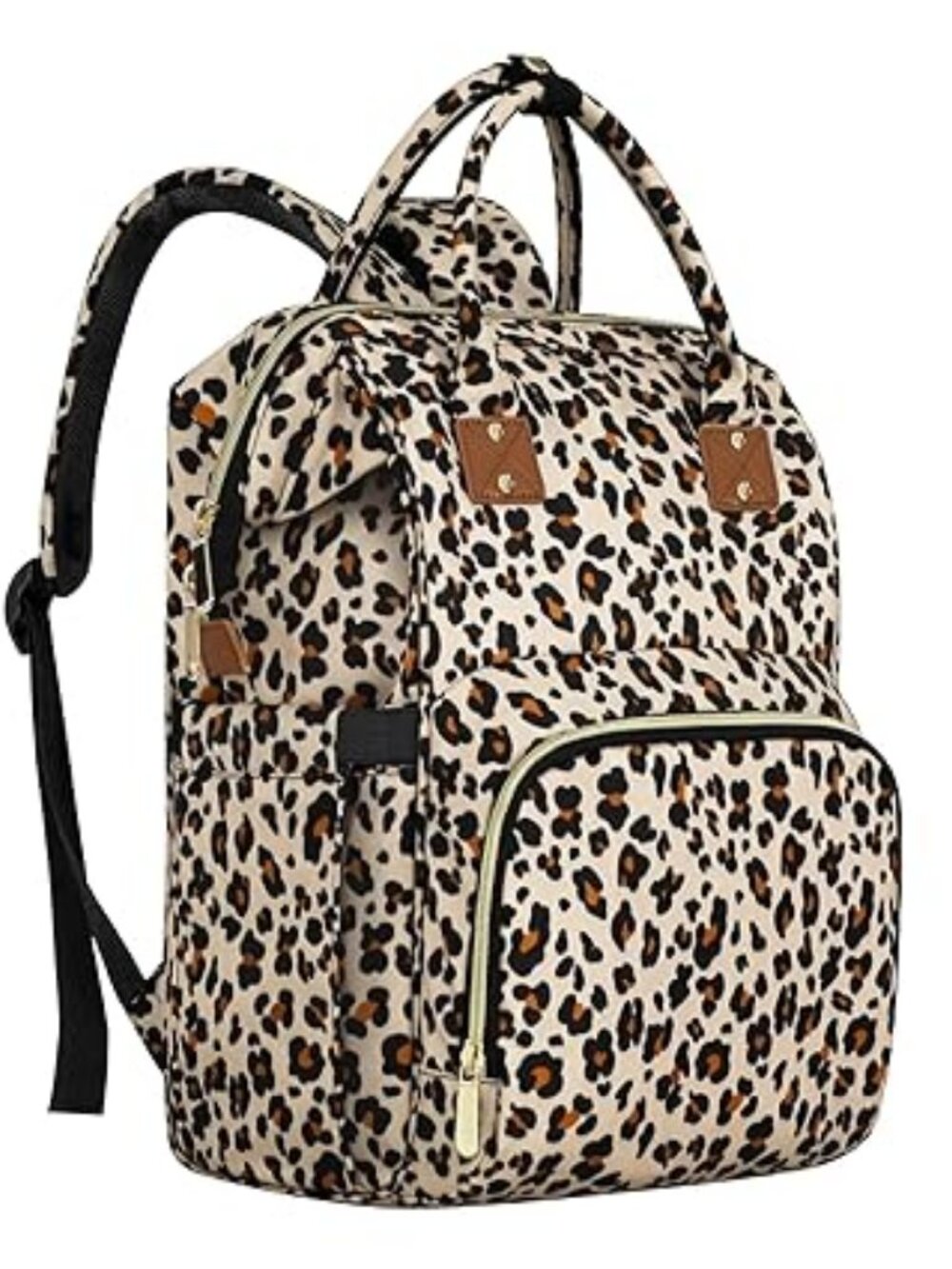 Stylish Leopard Print Diaper Bag Backpack - Large Capacity for Baby Essentials
